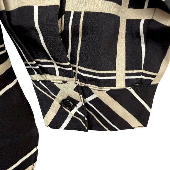 SUSAN GRAVER Womens Top Large Black Tan Plaid Button Up Shirt Long Sleeve NWOT - Picture 9 of 10